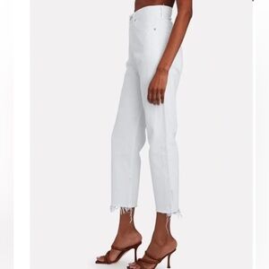 AGOLDE WHITE DENIM 90’S STRAIGHT LEG BUTTON FLY HIGH WAIST JEANS 25